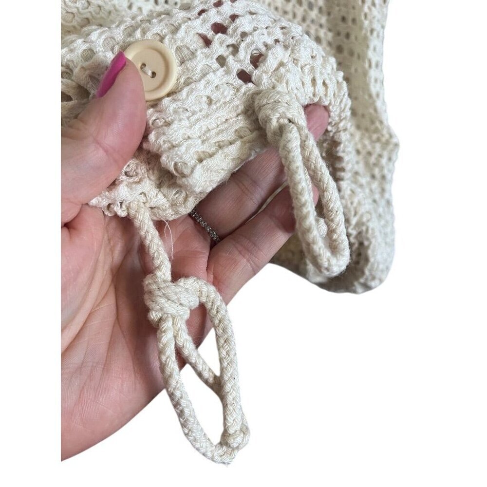 Baja Blue Swim Coverup S Cream Cardigan Hooded Boho Neutral Travel Beach Summer - Picture 4 of 12